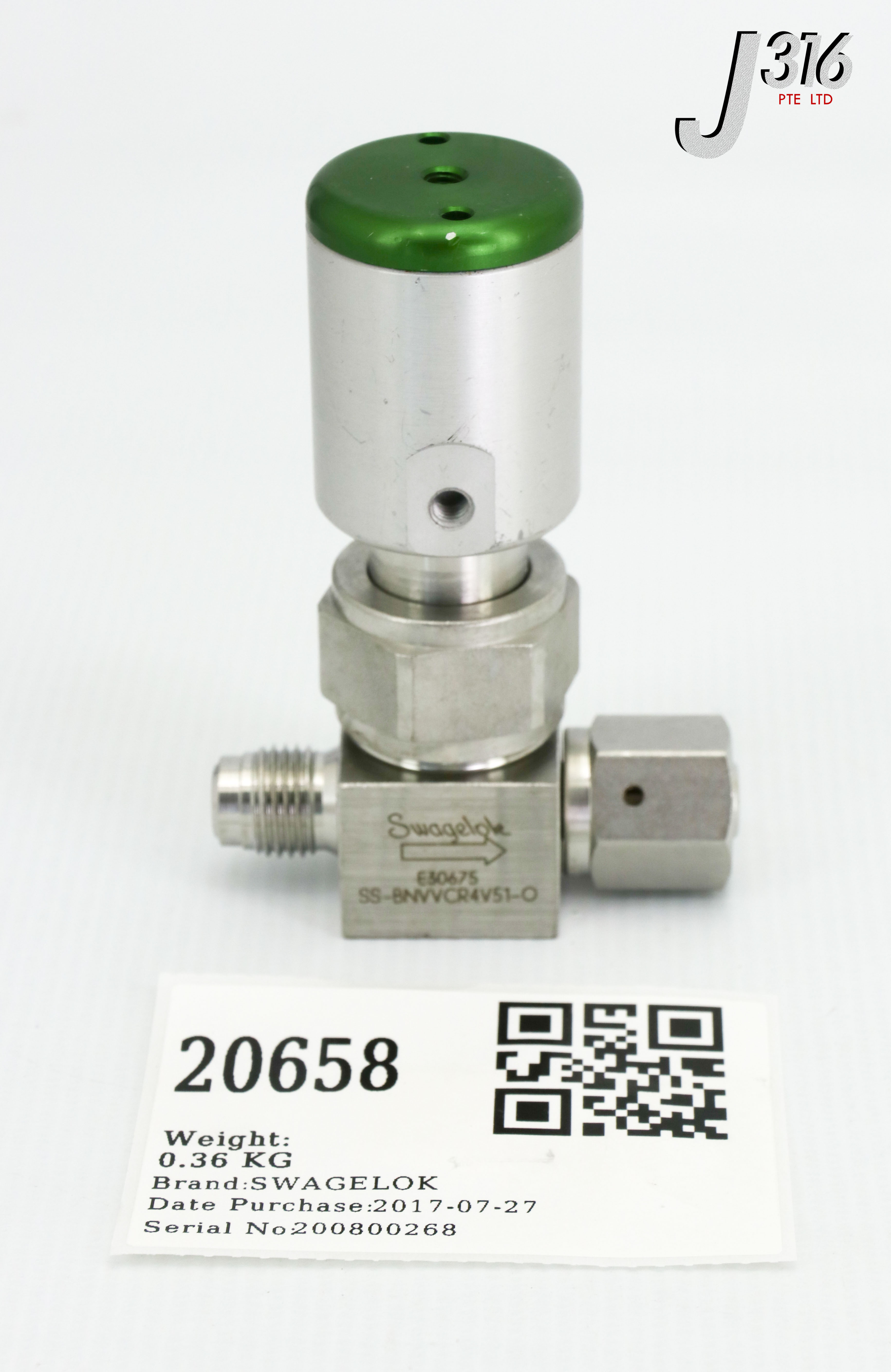 オーダー 20658 SWAGELOK HIGH PURITY BELLOWS SEALED VALVE SS-BNVVCR4V51-O | eBay